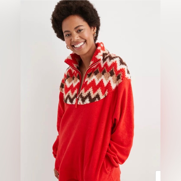 Aerie Hometown Holiday Quarter Zip Sweatshirt Size XL NWT - Picture 3 of 5